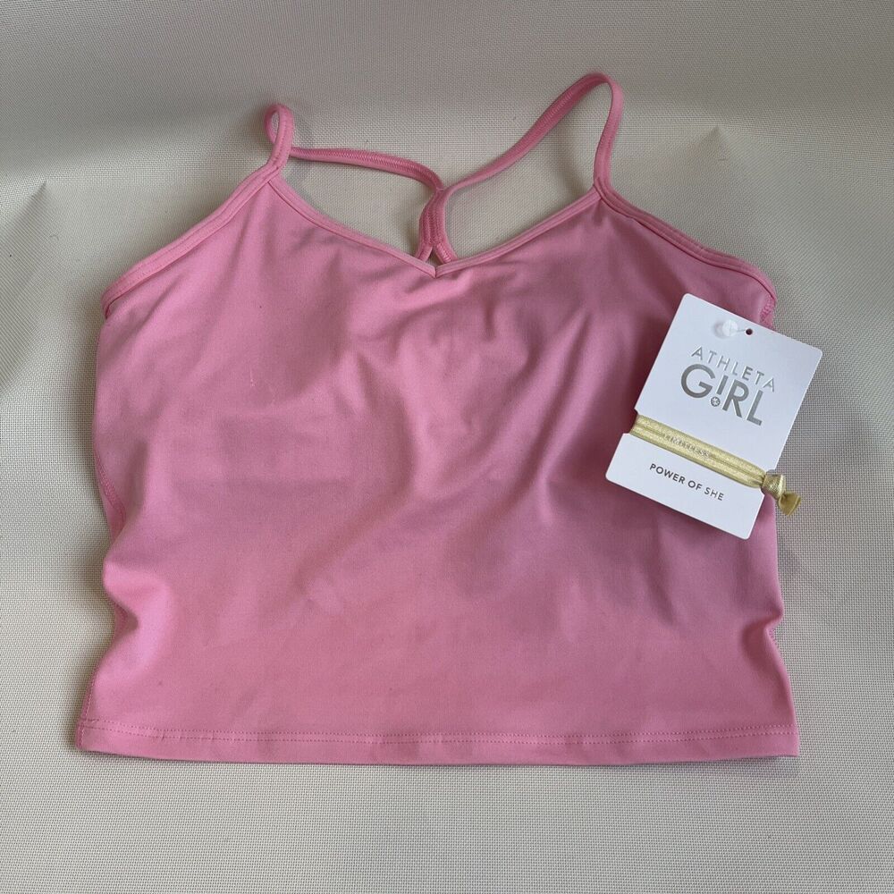 Athleta Girl All Day Longline,Crop Mid Length Racer Bra Pink  Size XL / 14 NWT